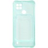 Силиконовый чехол для Realme C21 2021 Silicone Card Holder Case с защитой камеры Мятный