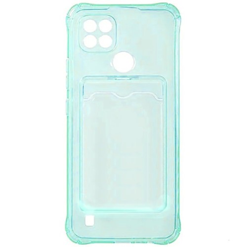 Силиконовый чехол для Realme C21 2021 Silicone Card Holder Case с защитой камеры Мятный