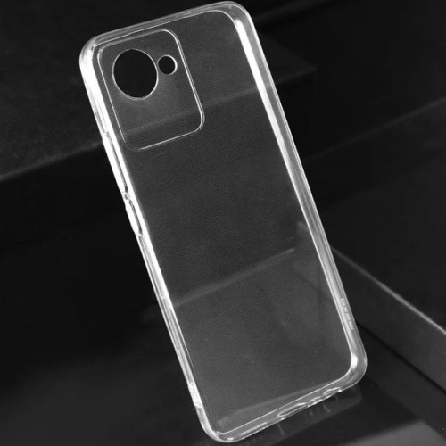 Силиконовый чехол для Realme Narzo 50i Prime TPU 1мм с защитой камеры Прозрачный