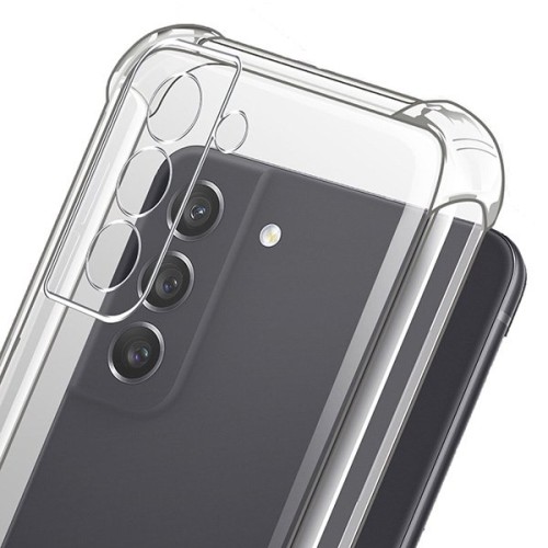 Силиконовый чехол для Samsung Galaxy S21 FE iBox Crystal с усиленными углами и защитой камеры Прозрачный