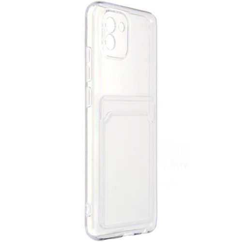 Силиконовый чехол для Samsung Galaxy A03 Silicone Card Holder Case с защитой камеры Прозрачный