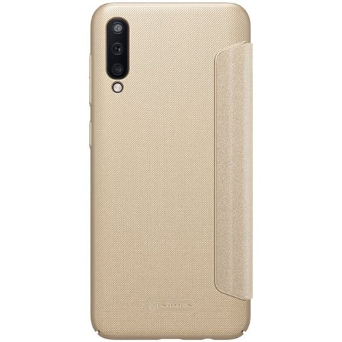 Чехол книжка для Samsung Galaxy A50 Nillkin Sparkle Leather Case Золотой