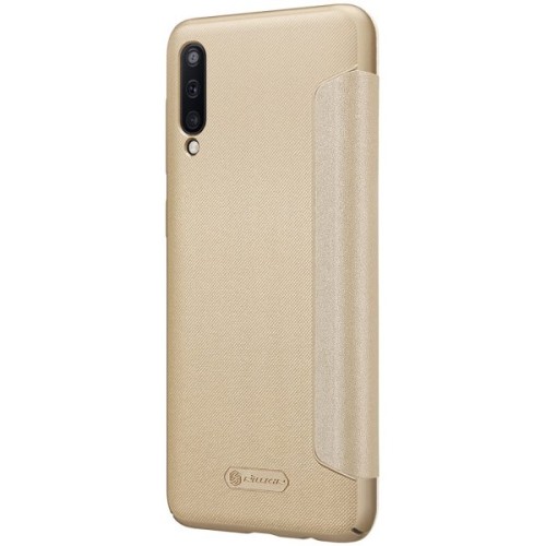 Чехол книжка для Samsung Galaxy A50 Nillkin Sparkle Leather Case Золотой