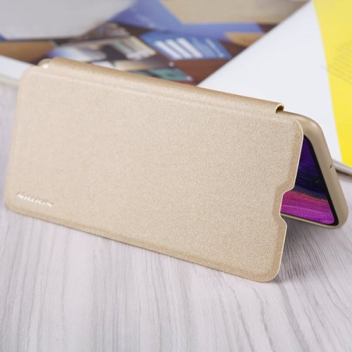 Чехол книжка для Samsung Galaxy A50 Nillkin Sparkle Leather Case Золотой