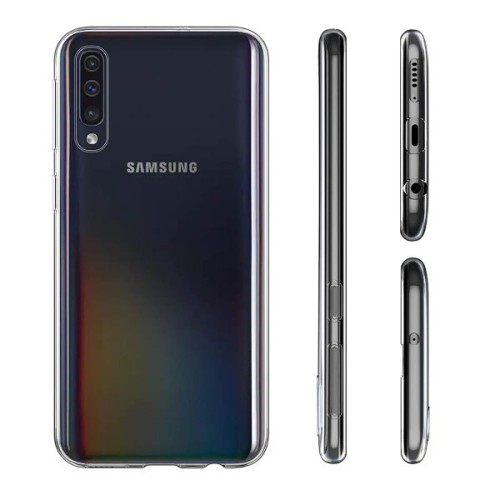 Силиконовый чехол для Samsung Galaxy A50 Skinbox Slim Silicone 4People Прозрачный