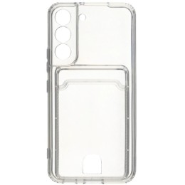 Силиконовый чехол для Samsung Galaxy S22 TPU 1.5мм с картхолдером и защитой камеры Прозрачный
