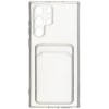 Силиконовый чехол для Samsung Galaxy S22 Ultra TPU 1.5мм с картхолдером и защитой камеры Прозрачный