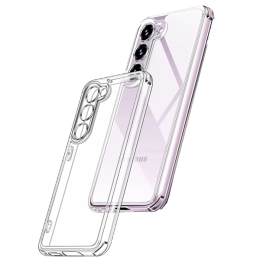 Чехол накладка для Samsung Galaxy S23+ TPU 1мм с защитой камеры Прозрачный глянцевый
