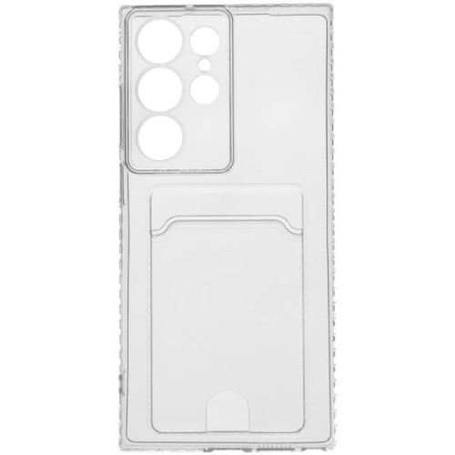 Силиконовый чехол для Samsung Galaxy S23 Ultra Silicone Card Holder Case с защитой камеры Прозрачный