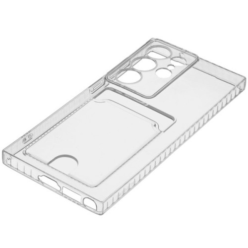 Силиконовый чехол для Samsung Galaxy S23 Ultra Silicone Card Holder Case с защитой камеры Прозрачный