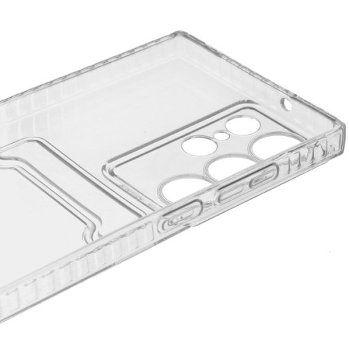 Силиконовый чехол для Samsung Galaxy S23 Ultra Silicone Card Holder Case с защитой камеры Прозрачный