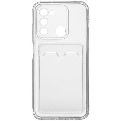 Силиконовый чехол для Tecno Spark 8C Silicone Card Holder Case с защитой камеры Прозрачный
