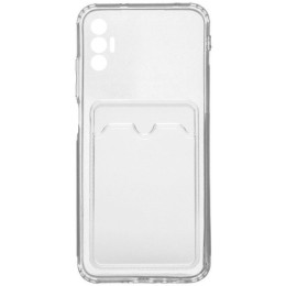 Силиконовый чехол для Tecno Spark 8P Silicone Card Holder Case с защитой камеры Прозрачный