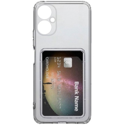 Силиконовый чехол для Tecno Spark 9 Pro Silicone Card Holder Case с защитой камеры Прозрачный