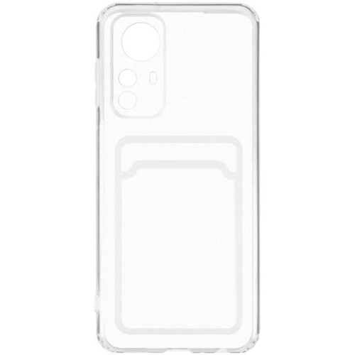 Силиконовый чехол для Xiaomi 12 Pro TPU 1.6мм с картхолдером и защитой камеры Прозрачный