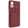 Силиконовый чехол для Xiaomi Poco X4 Pro 5G Card Holder Бордовый