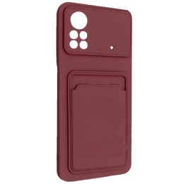 Силиконовый чехол для Xiaomi Poco X4 Pro 5G Card Holder Бордовый