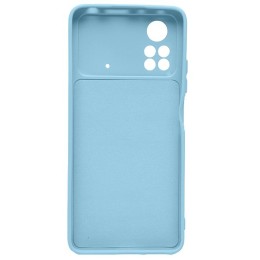 Силиконовый чехол для Xiaomi Poco X4 Pro 5G с микрофиброй Голубой
