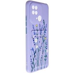 Силиконовый чехол для Xiaomi Redmi 10C Summer с картхолдером Сиреневый