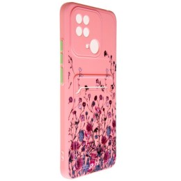 Силиконовый чехол для Xiaomi Redmi 10C Summer с картхолдером Розовый