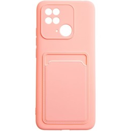 Чехол накладка для Xiaomi Redmi 10C Soft touch с кармашком Розовый