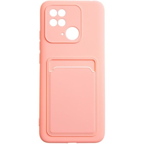 Чехол накладка для Xiaomi Redmi 10C Soft touch с кармашком Розовый