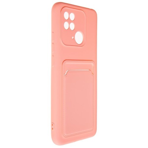 Чехол накладка для Xiaomi Redmi 10C Soft touch с кармашком Розовый