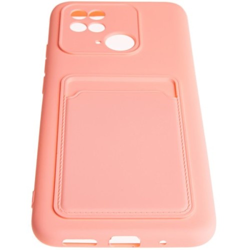 Чехол накладка для Xiaomi Redmi 10C Soft touch с кармашком Розовый