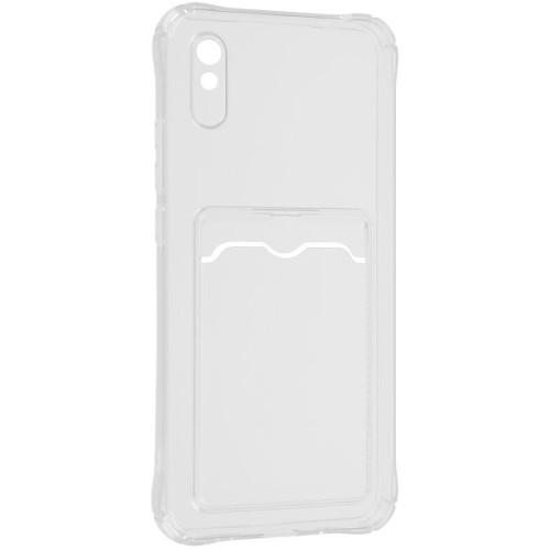Силиконовый чехол для Xiaomi Redmi 9A TPU 1.5мм с картхолдером и защитой камеры Прозрачный