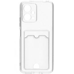 Силиконовый чехол для Xiaomi Redmi Note 12 5G TPU 1.5мм с картхолдером и защитой камеры Прозрачный