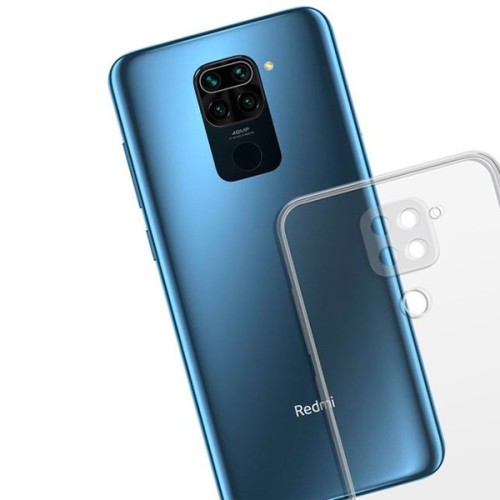 Силиконовый чехол для Xiaomi Redmi Note 9 TPU mp 1мм с защитой камеры Прозрачный глянцевый