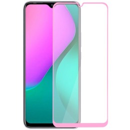 Защитное стекло для Infinix Hot 10 Play Glass Pro Full Glue светящееся Розовое