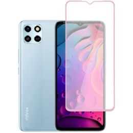 Защитное стекло для Infinix Smart 6 HD Glass Pro Full Glue светящееся Розовое