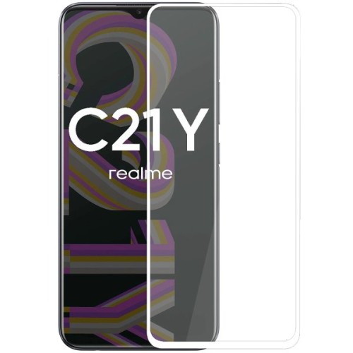 Защитное стекло для Realme C21Y Glass Pro Full Glue светящееся Белое