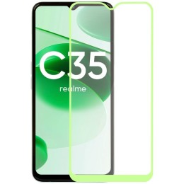 Защитное стекло для Realme C35 Glass Pro Full Glue светящееся Зеленое