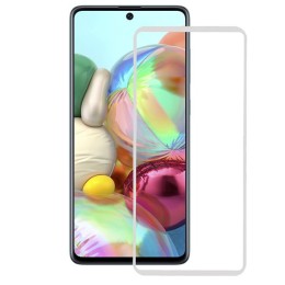 Защитное стекло для Samsung Galaxy A71 Glass Pro Full Glue светящееся Белое