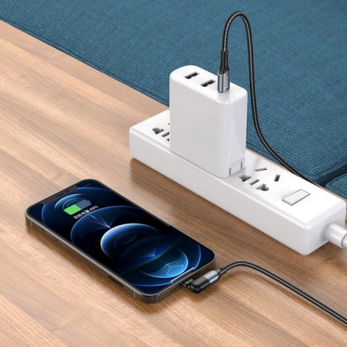 Кабель USB Type-C Lightning Hoco U100 1.2м Черный