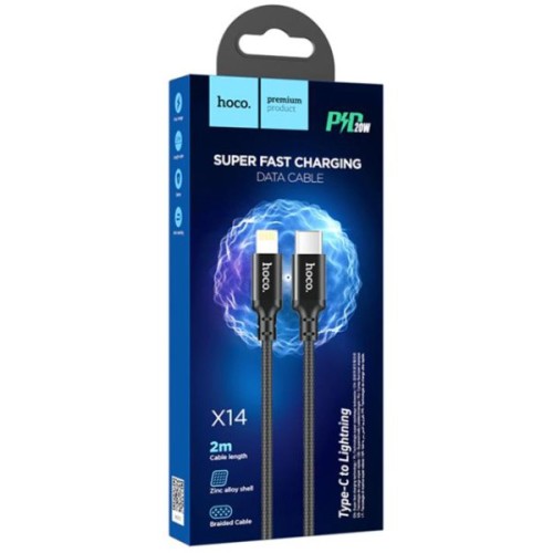 Кабель Type-C Lightning Hoco X14 PD20W 2м Черный