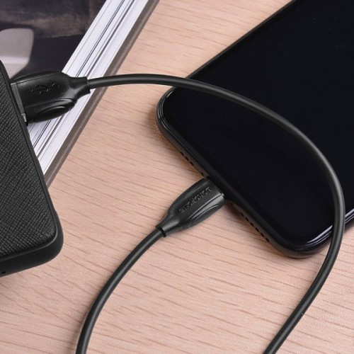 Кабель USB для Apple Lightning Borofone BX19 TPU 1м Черный