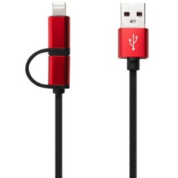 Кабель USB MicroUSB Red Line LX01 с адаптером Lightning 1м Черный