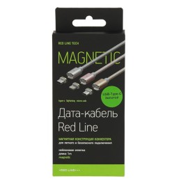 Кабель USB Type-C Red Line магнитный в переплете 1м Золотой