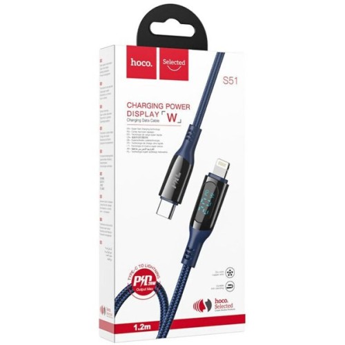 Кабель USB Type-C Lightning Hoco S51 1.2м Синий