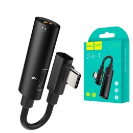 Переходник USB Type C - 3.5mm Hoco LS19 Черный
