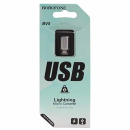 Переходник OTG MicroUSB - Lightning Borofone BV5 Серебряный