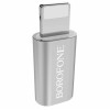 Переходник OTG MicroUSB - Lightning Borofone BV5 Серебряный