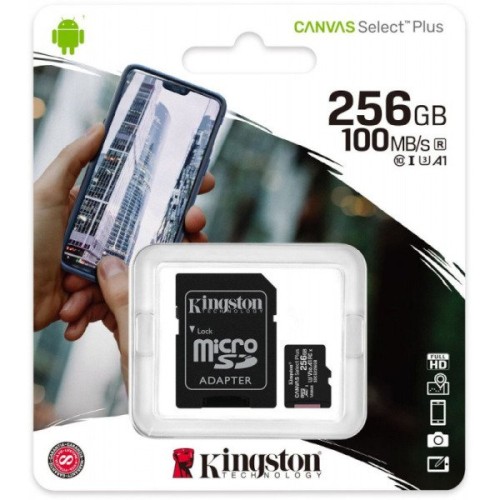 Карта памяти Kingston microSDXC Class 10 UHS-I U1 256Gb SDCS2/256GB