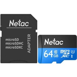 Карта памяти Netac microSDXC Class 10 UHS I U3 64Gb SD adapter