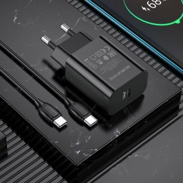 Сетевое зарядное устройство Borofone BA65A 20W Type-C - Type-C Черное