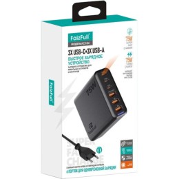 Сетевое зарядное устройство без кабеля FaizFull FC104 75W Черное