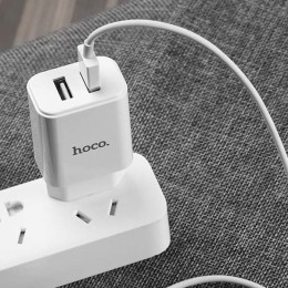 Сетевое зарядное устройство Hoco C62A MicroUSB Белое